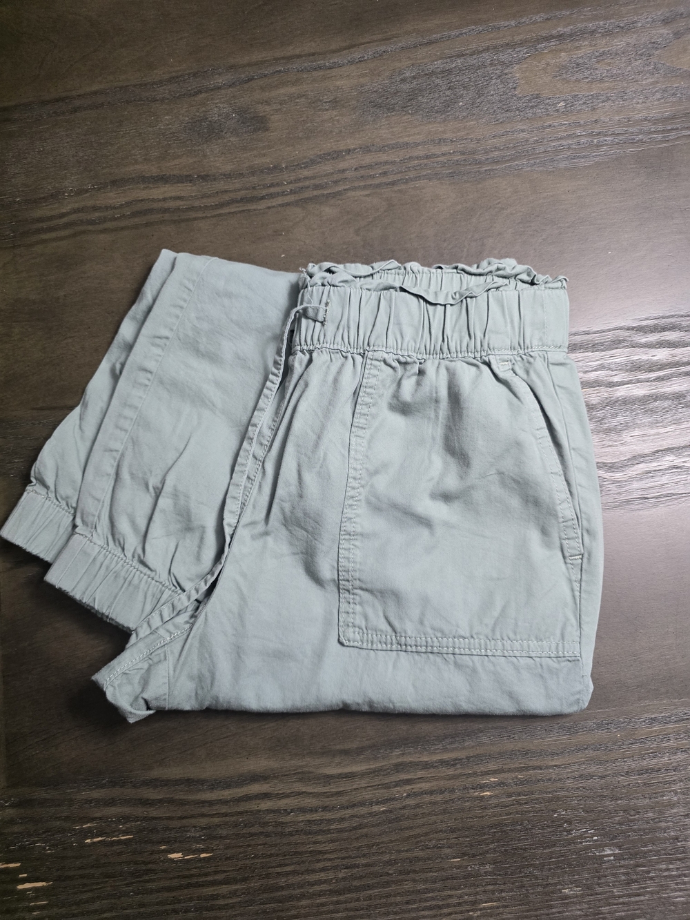 LOFT Light Sage Elastic Waist Utility pants